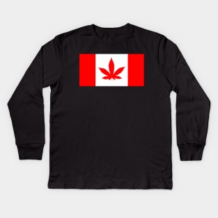 Canadian Flag Marijuana Kids Long Sleeve T-Shirt